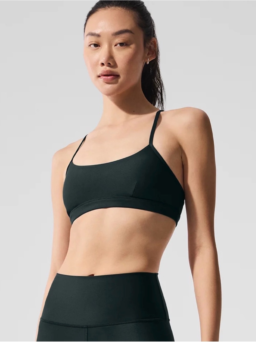 Alo Yoga Airlift Intrigue Bra — Charcoal Green — Size Small